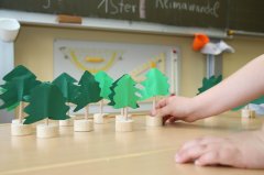 Für die Kinder erfahrbar gemacht: die Zusammenhänge zwischen der regional verfügbaren Biomasse Holz und nachhaltiger Waldwirtschaft